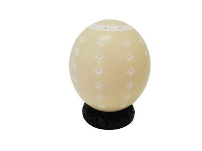 Carved Decorative Ostrich Egg - 18 (Pattern Elegant Stars)